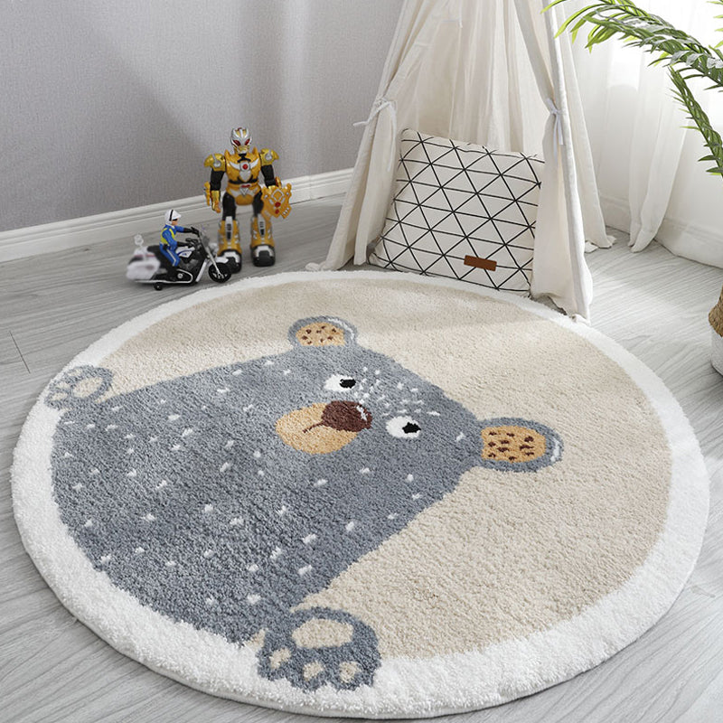 BowLift | Light colored Baby room Rug Cartoon Animal Area Rug Polypropylene Pet friendly Non-slip Rug