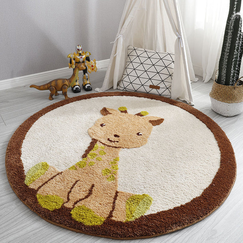 BowLift | Light colored Baby room Rug Cartoon Animal Area Rug Polypropylene Pet friendly Non-slip Rug