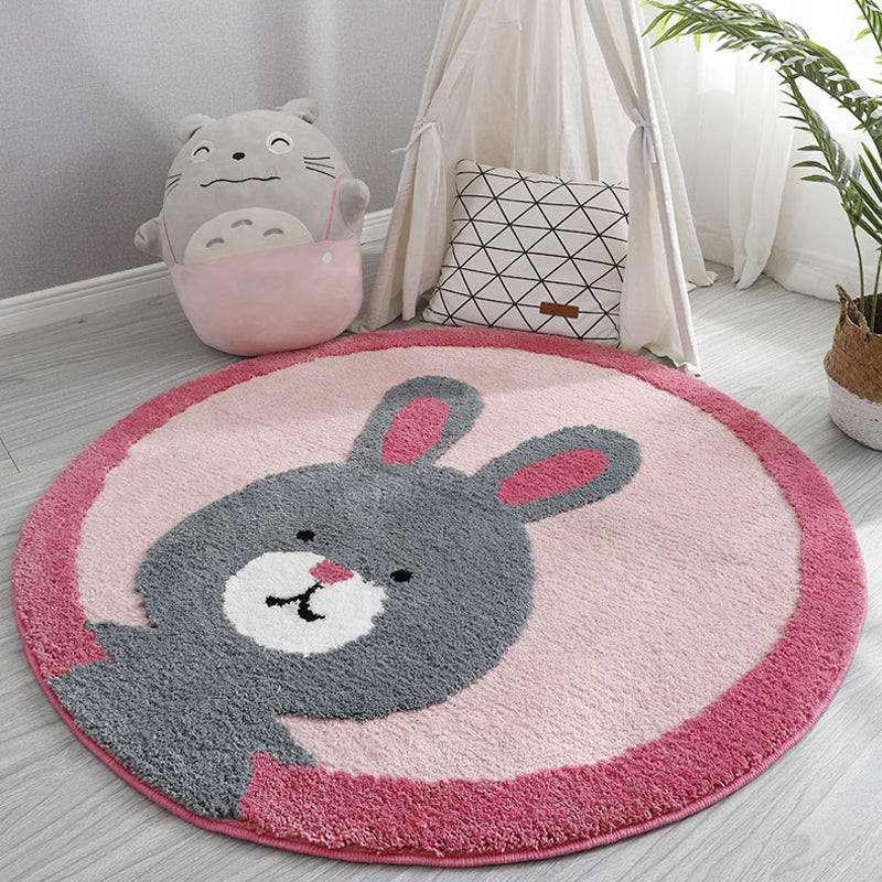 BowLift | Light colored Baby room Rug Cartoon Animal Area Rug Polypropylene Pet friendly Non-slip Rug