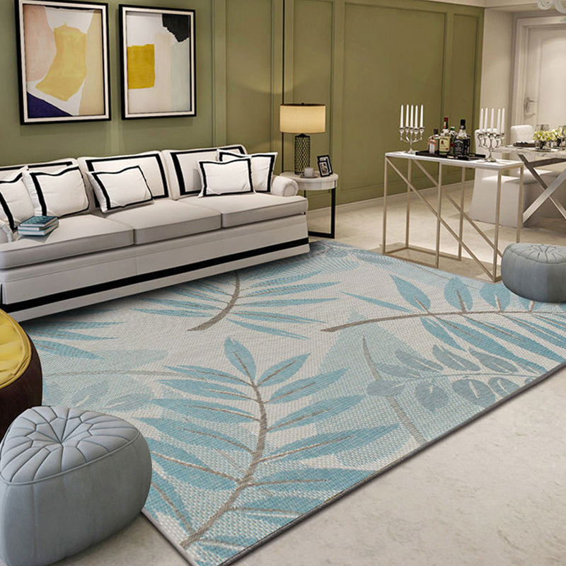 BowLift | Tropical Leaf Pattern Carpet Green Polyester Carpet Machine Washable Non-slip Back Interior Carpet for the Living Room