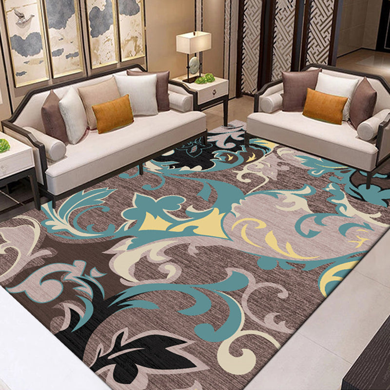 BowLift | Tropical Lounge Carpet Multicolored Leaf Pattern Carpet Polyester Non-Slip Back Machine Washable Carpet