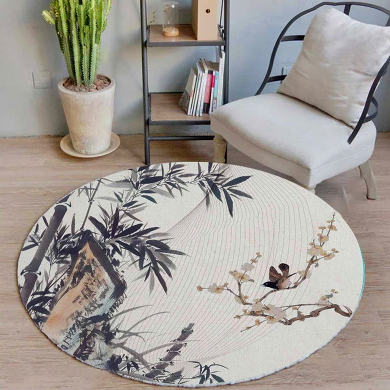 BowLift | Unique bird pattern rug with branch Multicolored Oriental rug Polyester Machine washable Non-slip rug for balcony