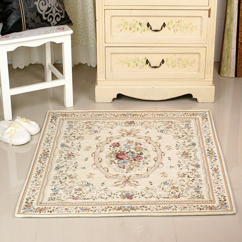 BowLift | Vintage Study Rug Multicolored Bud Pattern Rug Polyester Non-Slip Pet-Friendly Machine Washable Indoor Rug