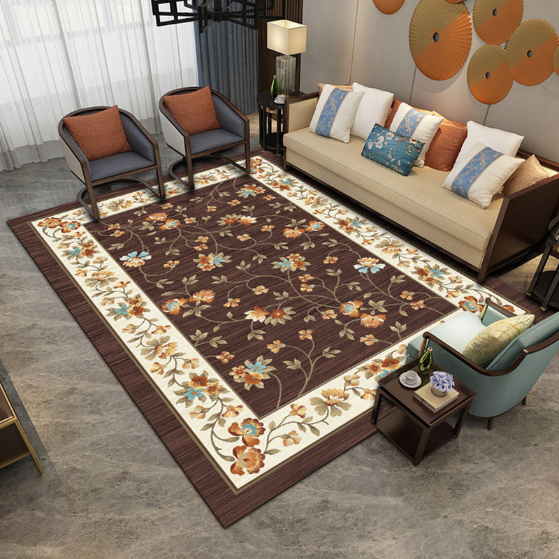 BowLift | Unique Vintage Rug Polyester Floral Pattern Rug Washable Pet-Friendly Non-Slip Back Rug for Bedroom
