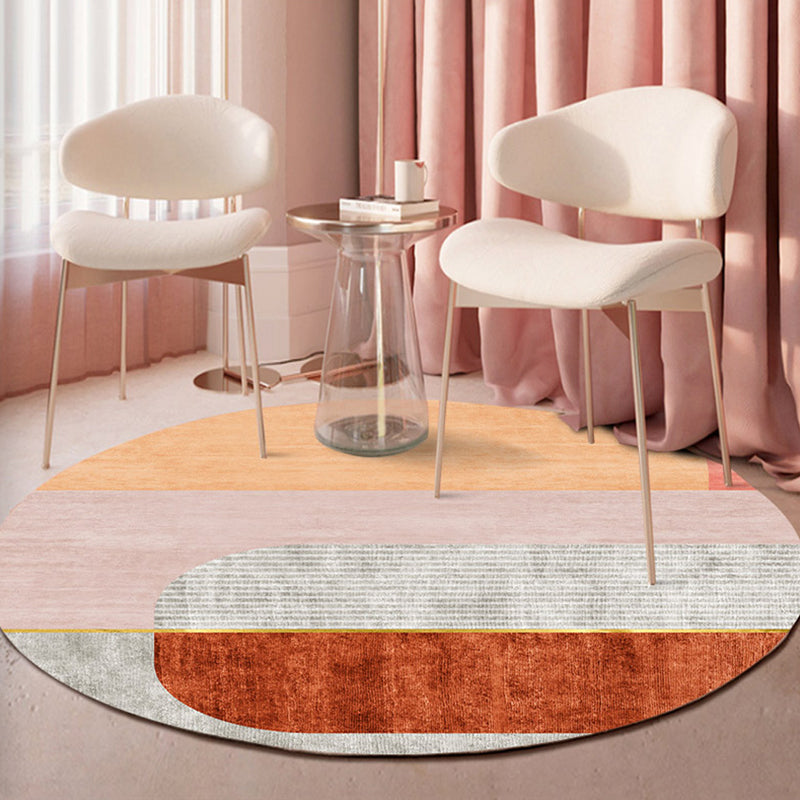 BowLift | Indoor Round Rug Multicolor Polyester with Color Block Design Pet-Friendly Novelty Style Rug