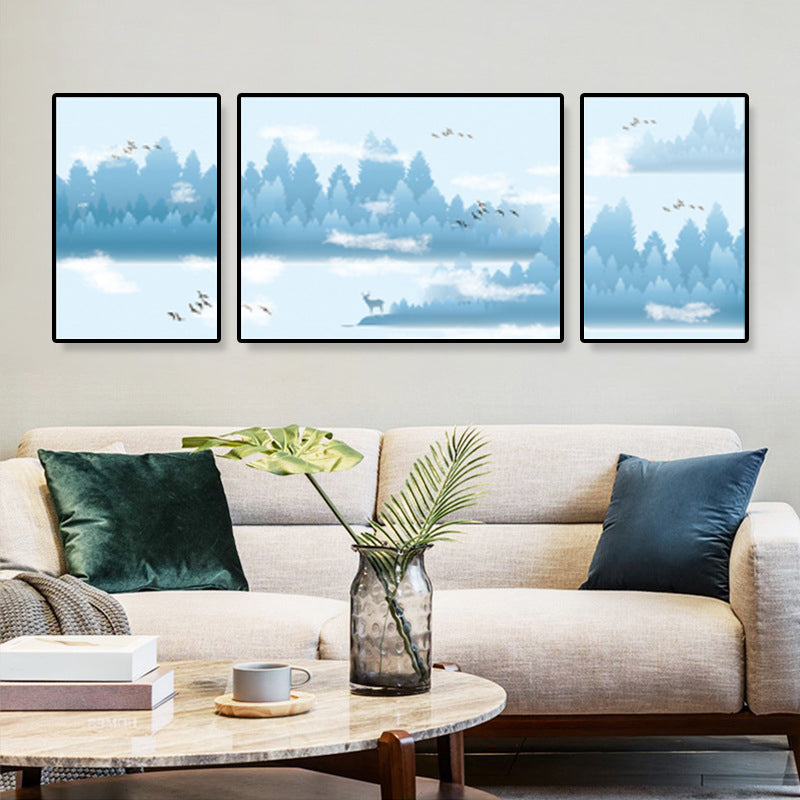 BowLift | Tropical Mysterious Forest Wall Decoration Gentle Colors Seating Area Canvas Art, Set of 3