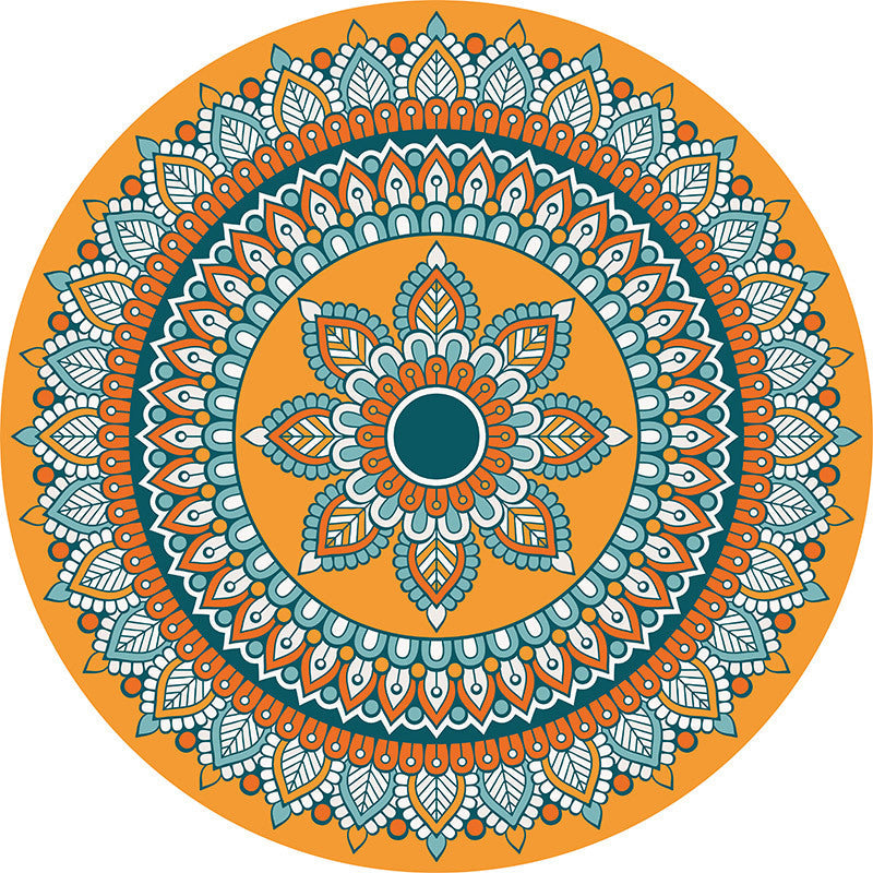 BowLift | Brown and Yellow Persian Carpet Flannel Floral Pattern Carpet Washable Non-Slip Underlay Carpet for Living Room