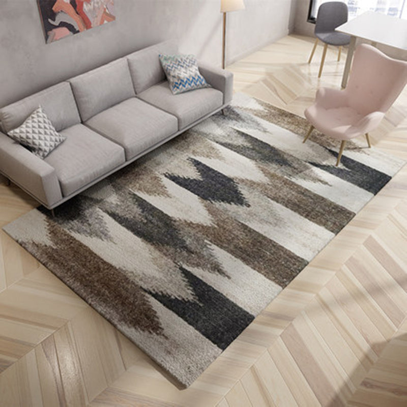 BowLift | Brown Bedroom Carpet Novelty Circle Triangle Stripe Pattern Area Rug Polyester Washable Rug