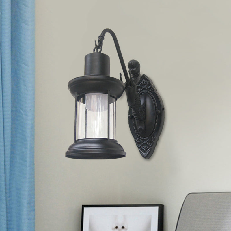 BowLift | Clear Glass Black/Bronze/Copper Wall Light Kerosene 1-Light Vintage Style Wall Lamp Light for Outdoor