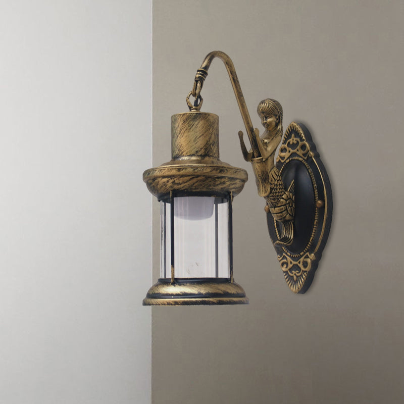 BowLift | Clear Glass Black/Bronze/Copper Wall Light Kerosene 1-Light Vintage Style Wall Lamp Light for Outdoor