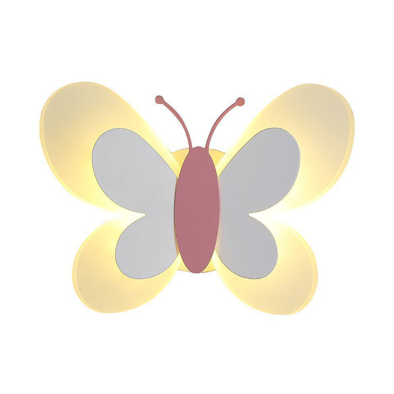 BowLift | Butterfly LED Wall Light Cartoon Acrylic Pink/White/Blue LED Wall Lighting in Warm/White Light for Kindergarten
