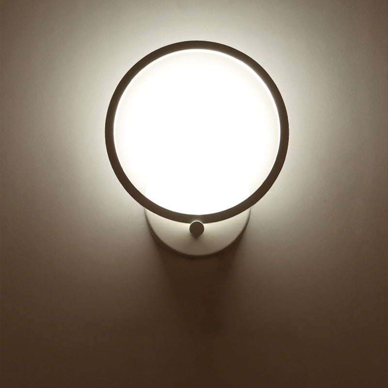 BowLift | White Circle LED Wall Lights minimalist acrylic wall-mounted lighting in warm/white light for hallway, 8"/10" B
