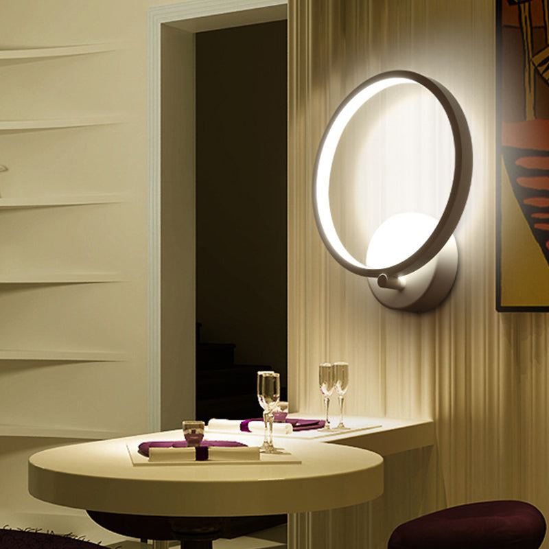 BowLift | White Circle LED Wall Lights minimalist acrylic wall-mounted lighting in warm/white light for hallway, 8"/10" B