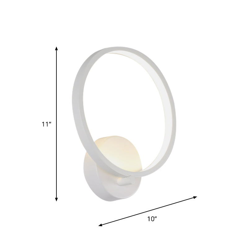 BowLift | White Circle LED Wall Lights minimalist acrylic wall-mounted lighting in warm/white light for hallway, 8"/10" B