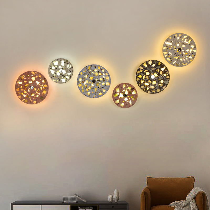 BowLift | Terrazzo Disk LED Wall Light Art Deco Black/Red/Blue Flush Mount Wall Lamp for the Living Room