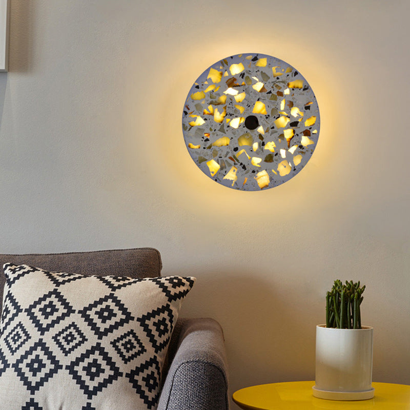 BowLift | Terrazzo Disk LED Wall Light Art Deco Black/Red/Blue Flush Mount Wall Lamp for the Living Room