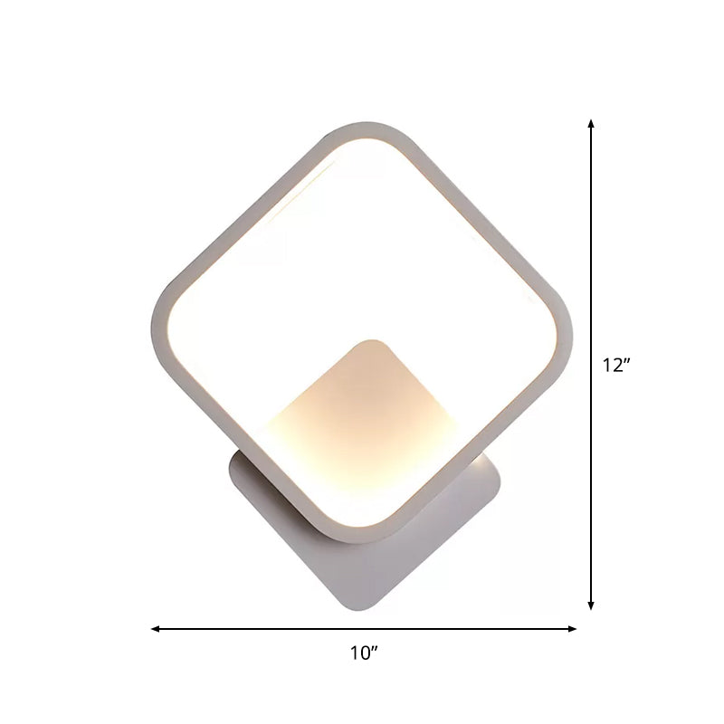 BowLift | Fillet Square Ring Acrylic Wall Light Simplicity White LED Wall Mounted Lamp in Warm/White Light, 10"/12" Wide