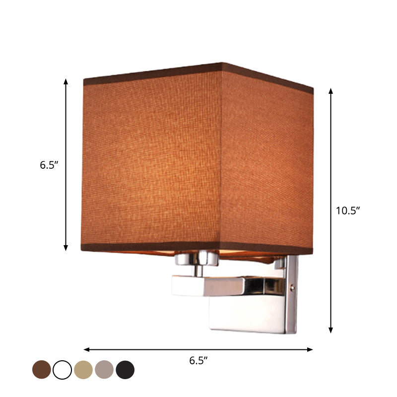 BowLift | Beige/Flax/Coffee Cube Wall Light Nordic Style 1 Head Fabric Wall Mounted Light Source for Bedroom