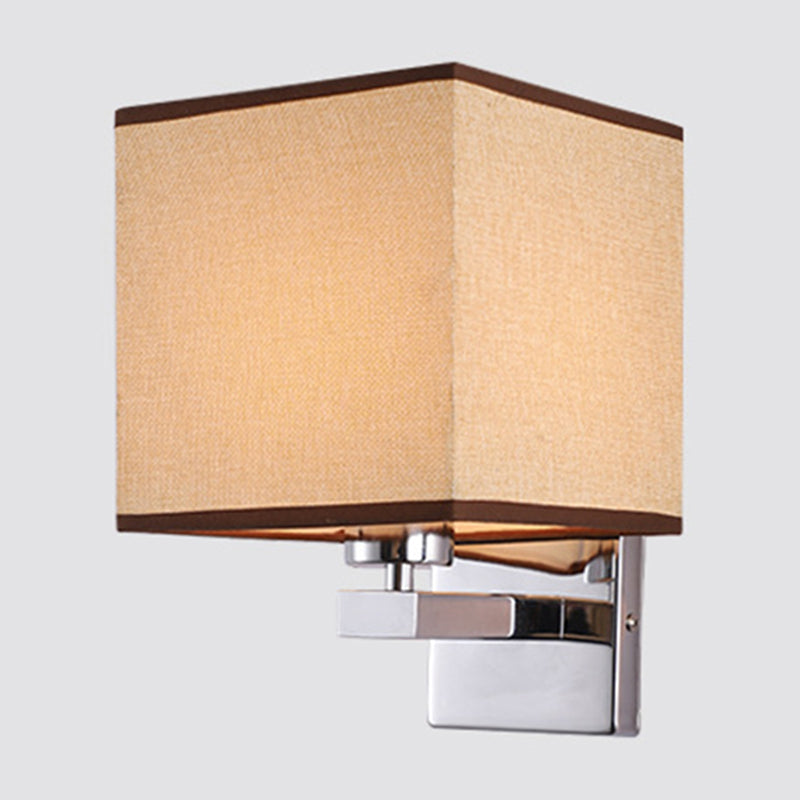 BowLift | Beige/Flax/Coffee Cube Wall Light Nordic Style 1 Head Fabric Wall Mounted Light Source for Bedroom
