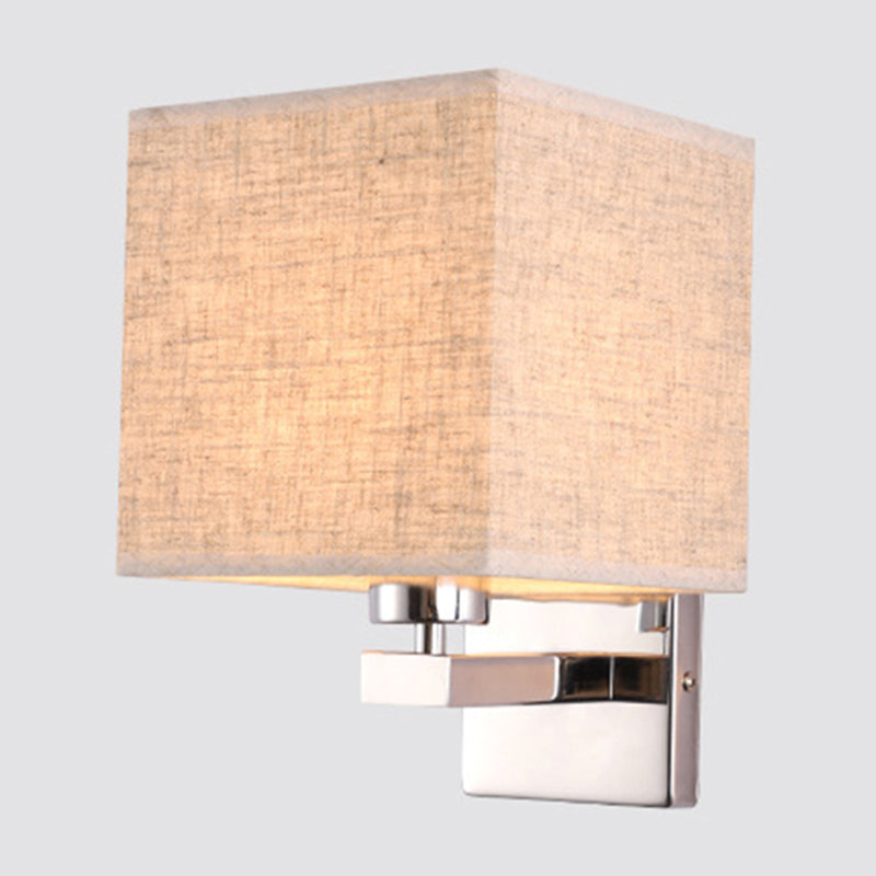 BowLift | Beige/Flax/Coffee Cube Wall Light Nordic Style 1 Head Fabric Wall Mounted Light Source for Bedroom