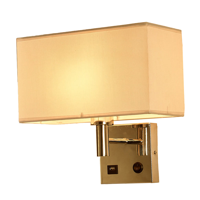 BowLift | Beige/Black/White Rectangular Wall Light Simplicity 1-Head Fabric Wall-Mounted Lighting for Nightstand