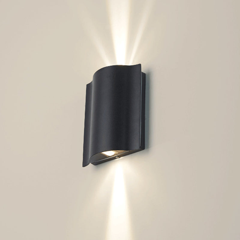BowLift | 2/4/6-Light Patio LED Wall Light Modern Black Surface Mounted Wall Light with Wavy Metal Shade, Warm/White Light
