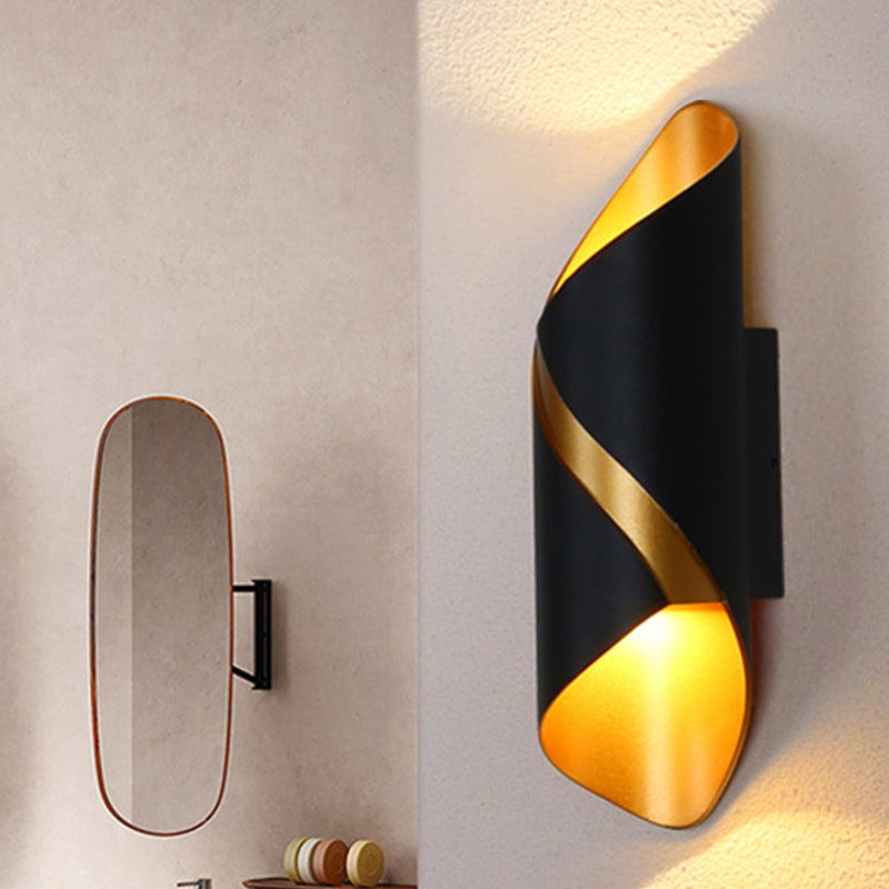 BowLift | Tube Bathroom Up Down Wall Light Metal Post-Modern LED Wall Lamp in Black and Gold Inside