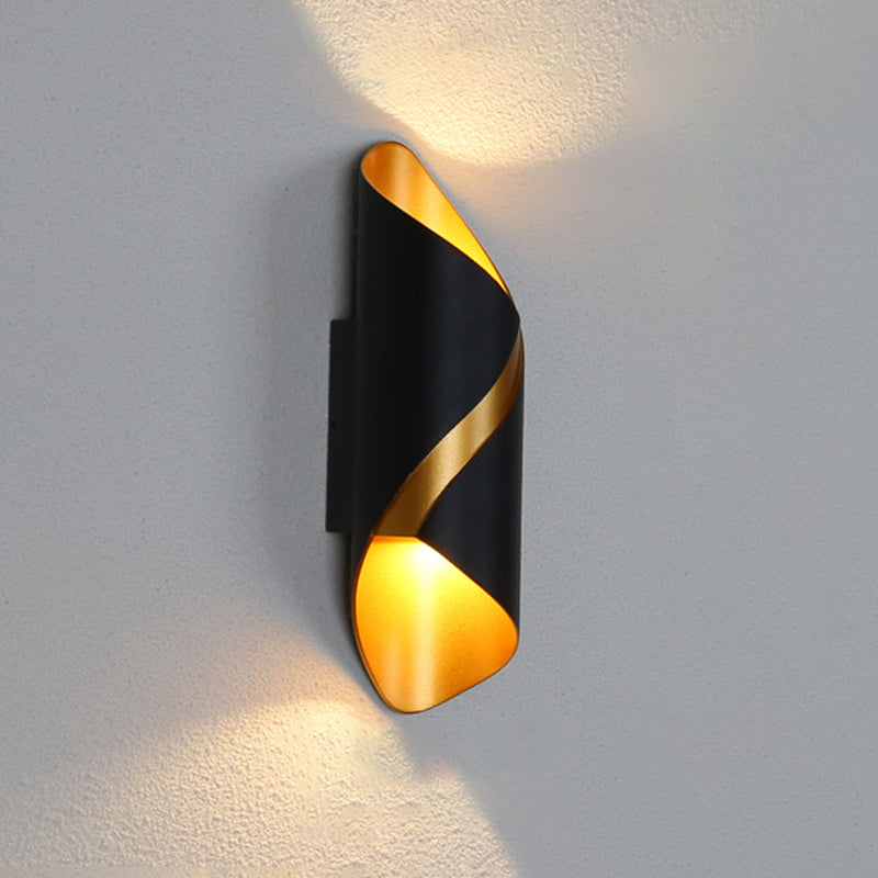 BowLift | Tube Bathroom Up Down Wall Light Metal Post-Modern LED Wall Lamp in Black and Gold Inside