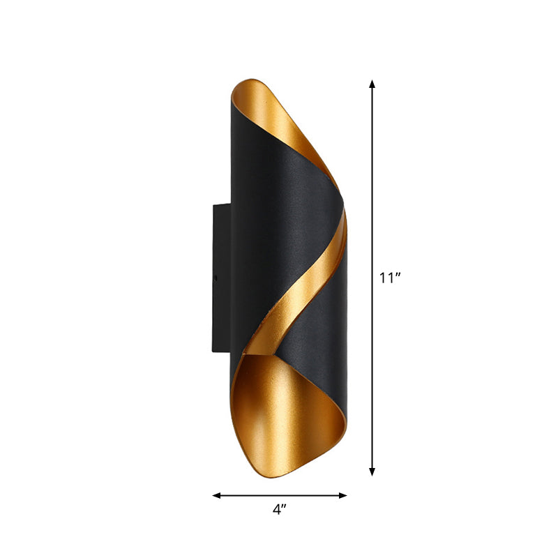 BowLift | Tube Bathroom Up Down Wall Light Metal Post-Modern LED Wall Lamp in Black and Gold Inside