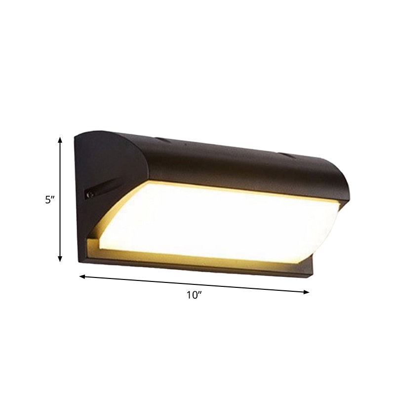 BowLift | Arc/Rectangle/Oblong LED Wall Light Contemporary Aluminium Black Flush Mount Wall Light for Courtyard