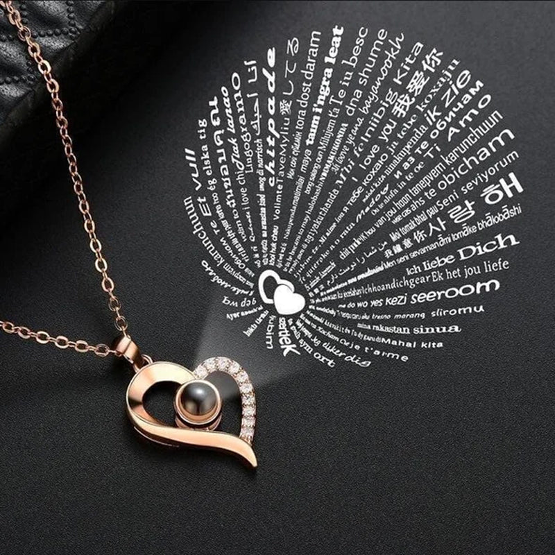 BowLift | I love you roses bloom necklace in 100 languages gift set