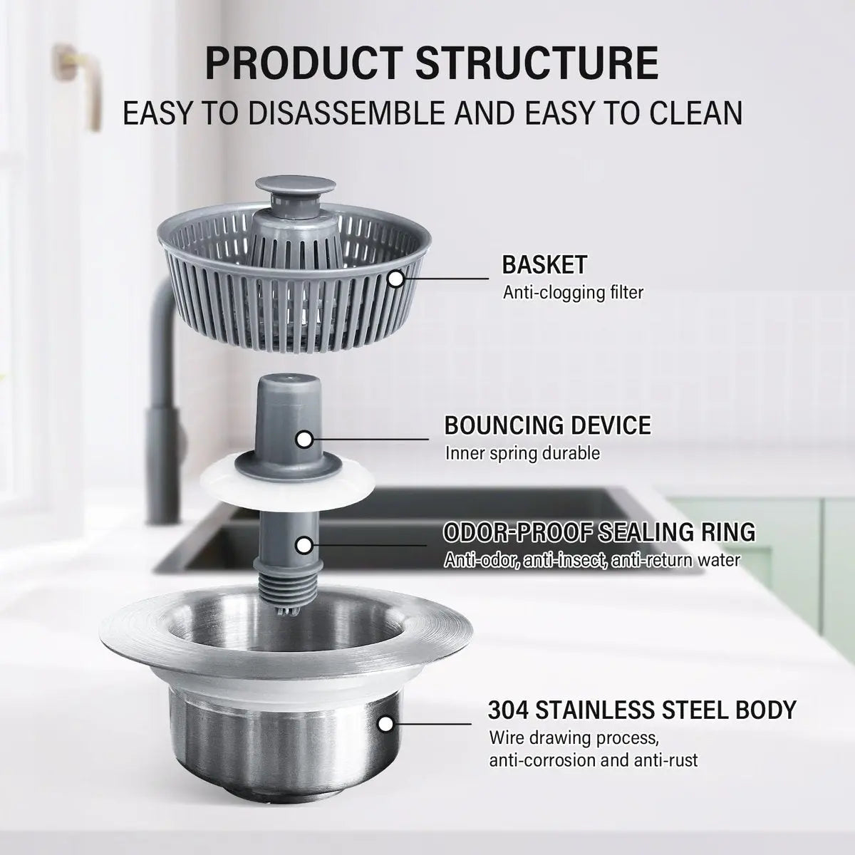 BowLift | Improved Sink Drain Stopper – No more clogged drains!