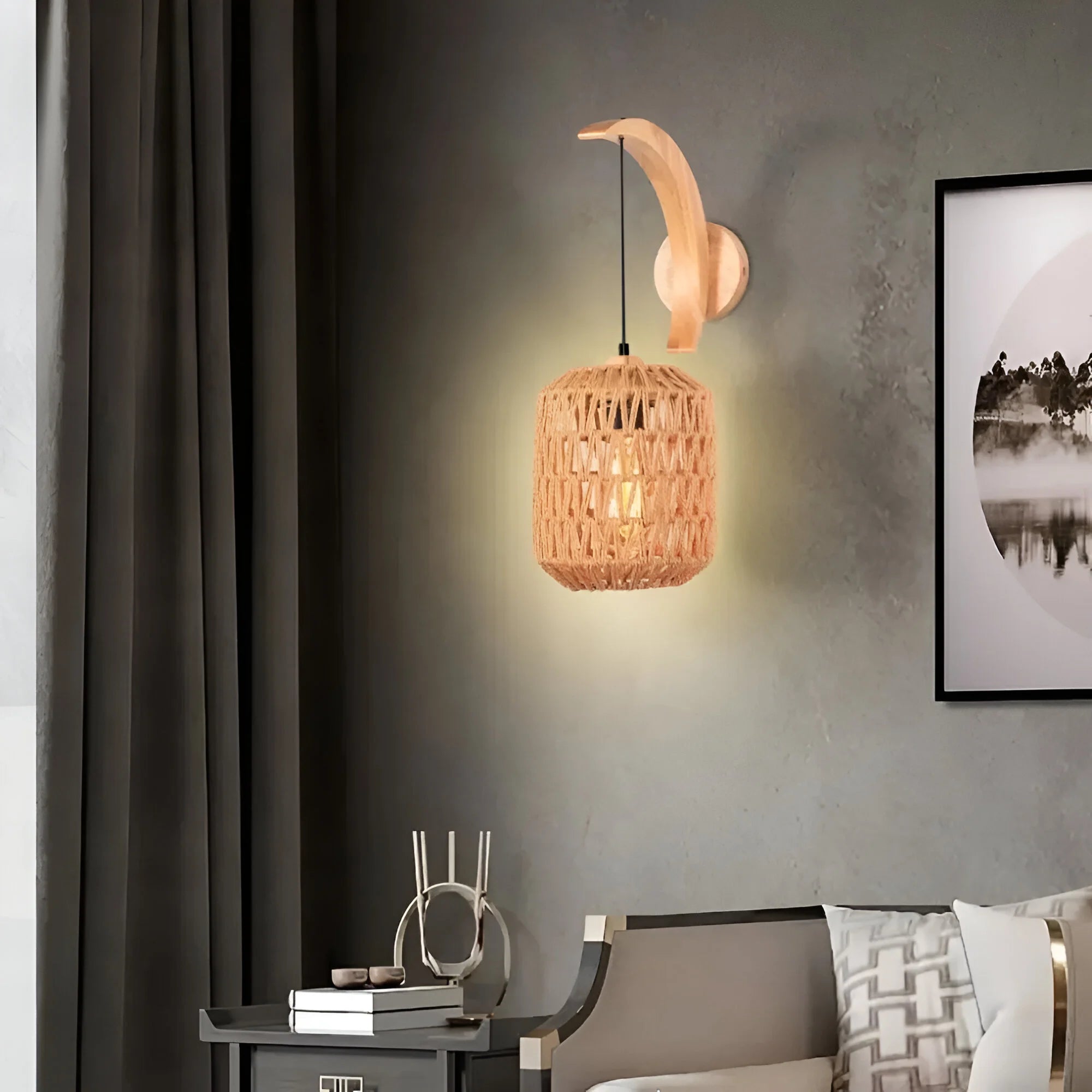 RustiGlow – Boho Woven Wall Light