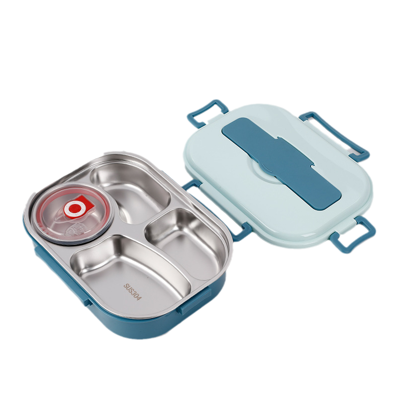 BowLift | Thermo-Lunchbox made of stainless steel – inside made of stainless steel – 3 or 4 compartments with soup bowl – wall clock