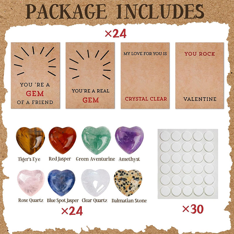 BowLift | 24-pack Valentine's Day cards with heart-shaped crystals