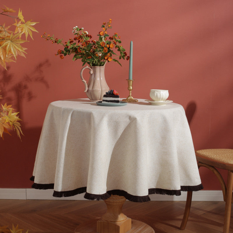 BowLift | Minimalist Linen Tassel Tablecloth Natural Style