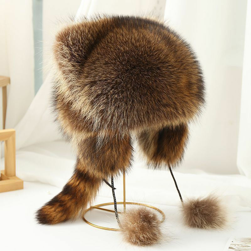 BowLift | Cute Faux fur Raccoon Tail Parent-Child Plush Hat