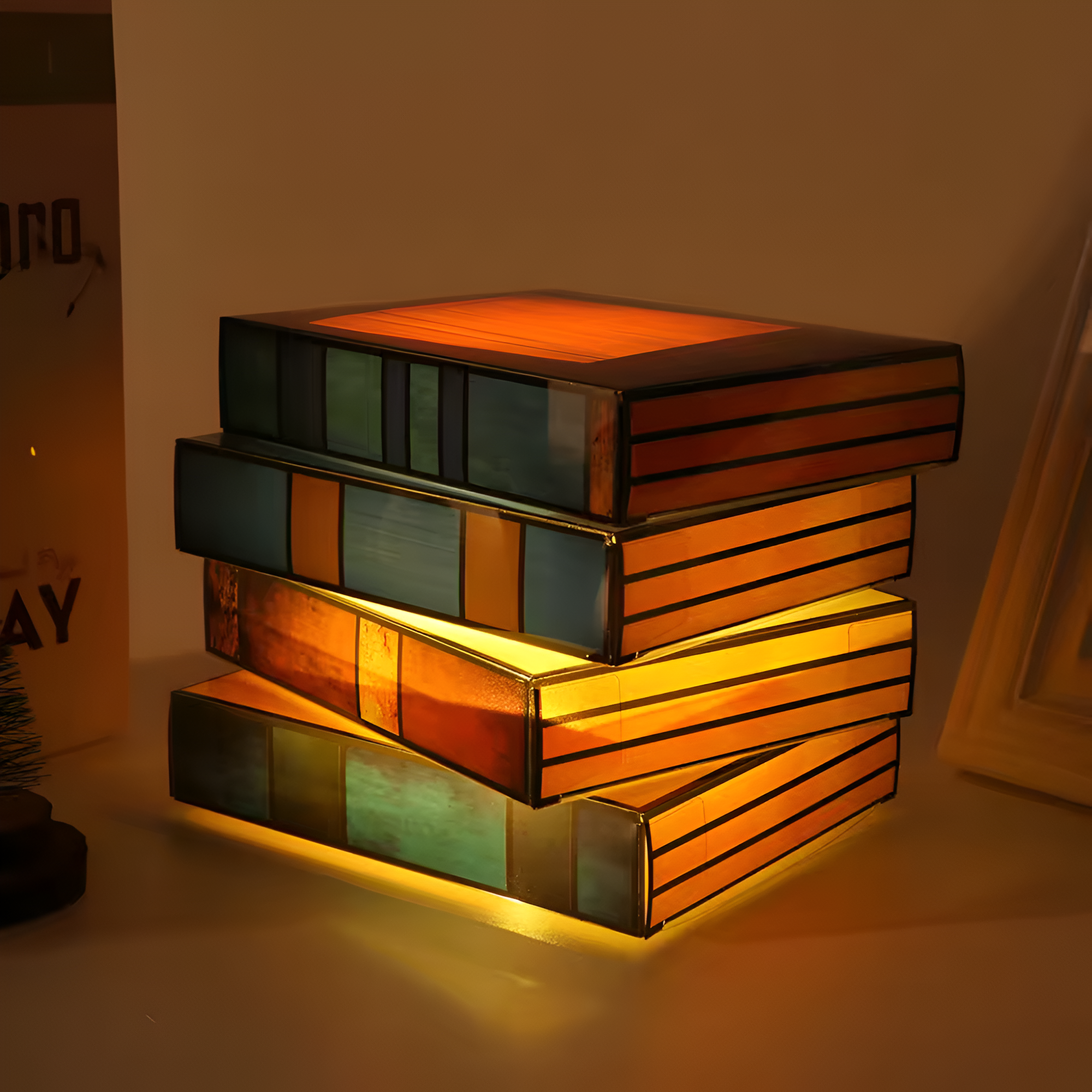 BookGlow – Stacked Books Mosaic Table Lamp