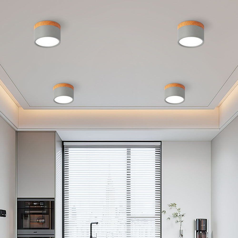 BowLift | Ceiling Light with Pink Flush Wood Finish