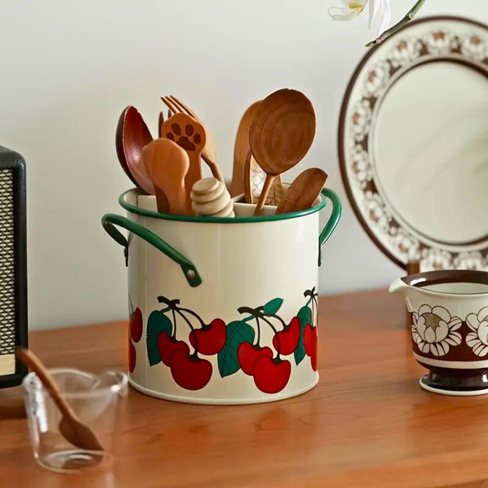 BowLift | Floral Utensil Storage Basket with Divider Lid