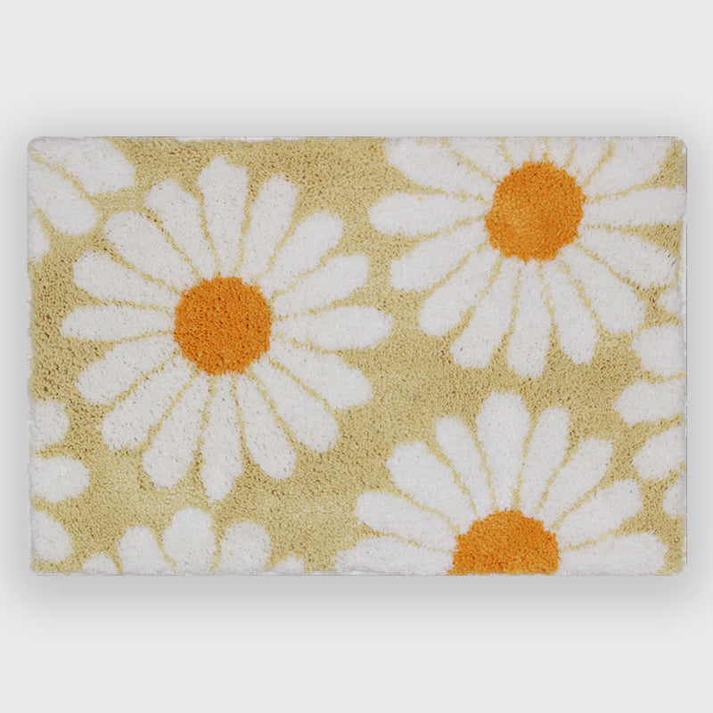 BowLift | Feblilac Sweet Daisy Bath Mat, Purple Flower Carpet Bathroom