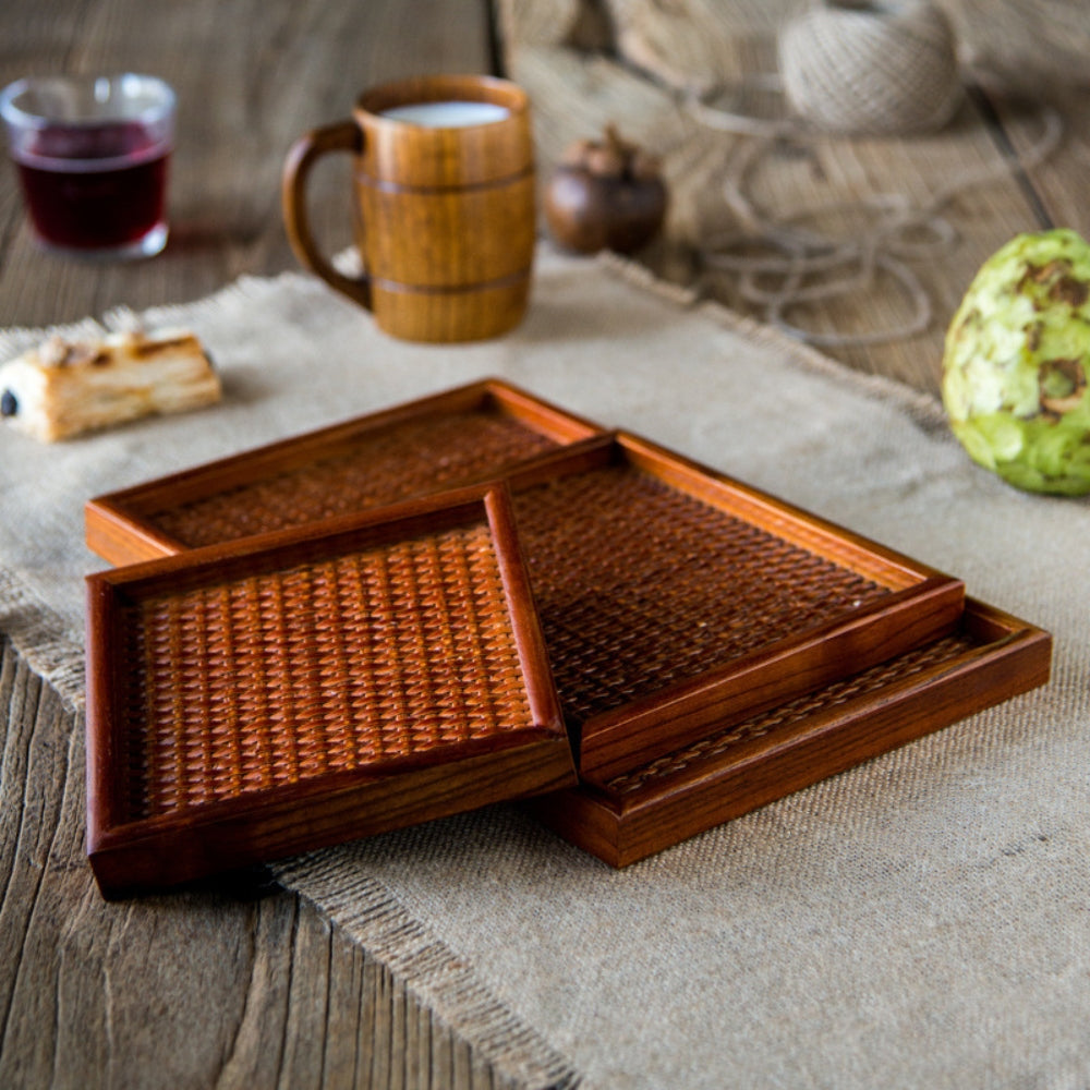 BowLift | Artisanal Rattan Wooden Tea Tray