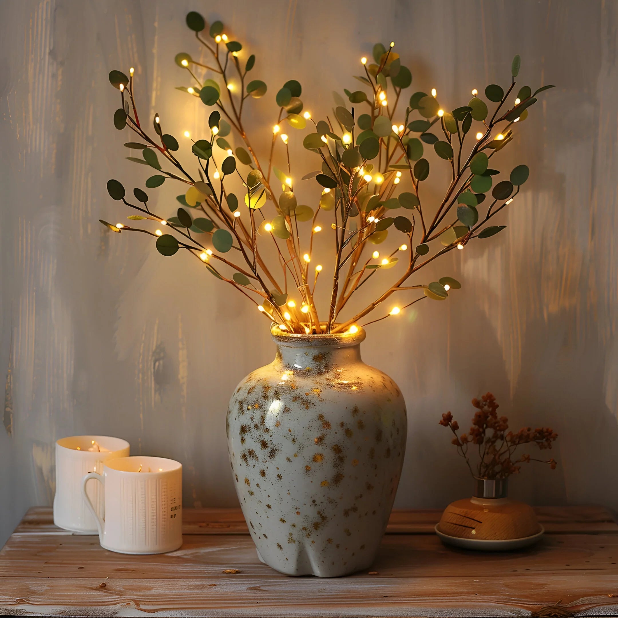 LushGlow – Olive Branch Fairy Lights Table Lamp