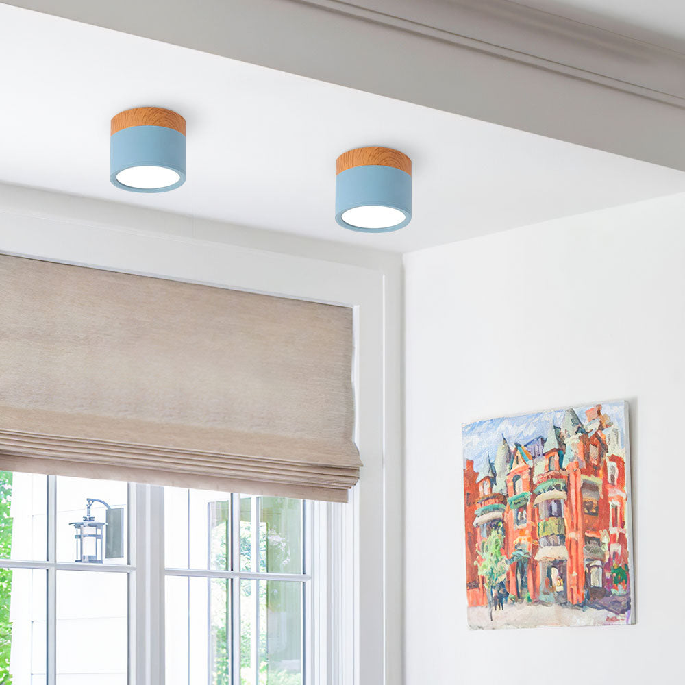 BowLift | Ceiling Light with Pink Flush Wood Finish