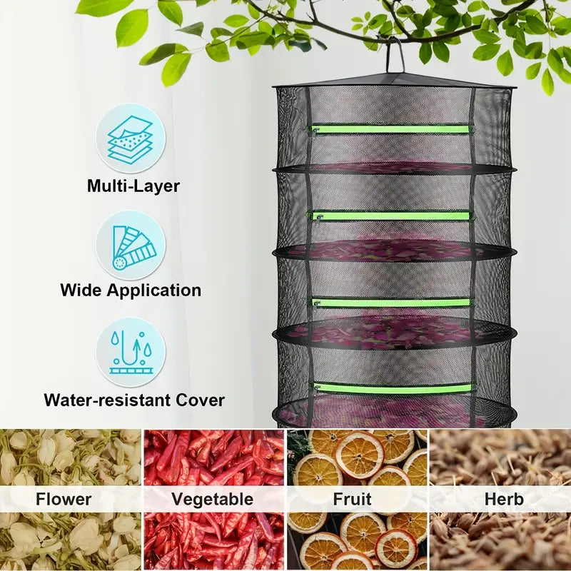 BowLift | Foldable drying basket for fruits, vegetables, and herbs – Multi-tier net storage for quick drying process