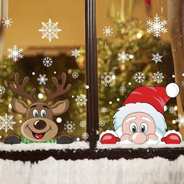BowLift | 2-Pack: Santa Claus Moose Shop Hotel Christmas Window Double-Sided Glass Sticker