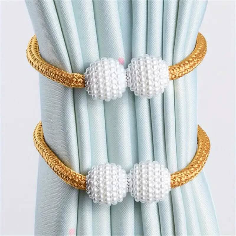 BowLift | 2-Piece: Magnetic Curtain Ties with Artificial Pearls