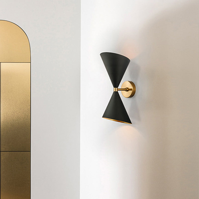 BowLift | HourGlass Wall Light Modern Metal 2 Bulbs Black Wall Light