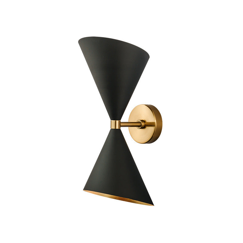 BowLift | HourGlass Wall Light Modern Metal 2 Bulbs Black Wall Light