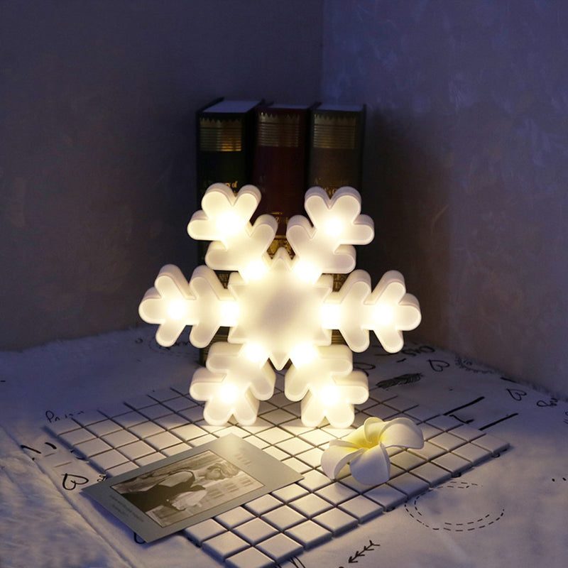 BowLift | White Christmas Element Night Light Modern Style Battery LED Plastic Nightstand Lamp